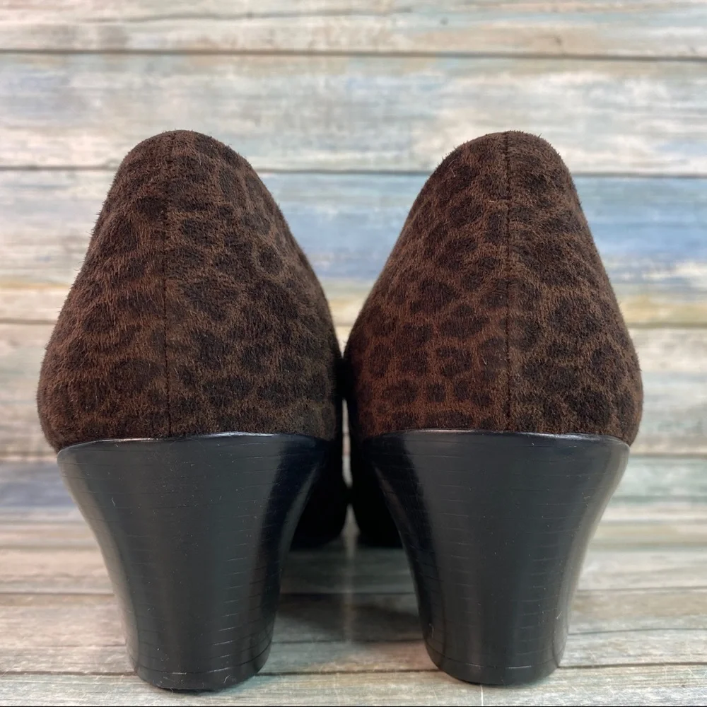 Munro Womens Brown Leopard Print Fabric Zip Up Booties - Picture 7 of 14